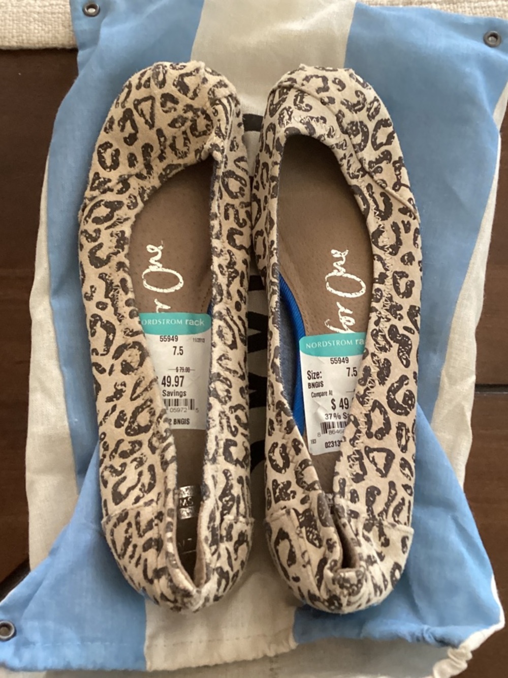 Toms Leopard Print Ballet Flats in Beige and Black
